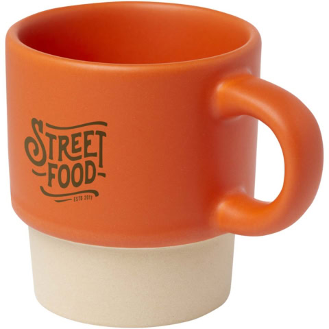 Olympia 130 ml stapelbarer Expresso Becher mit Tonboden - orange - Logo 1