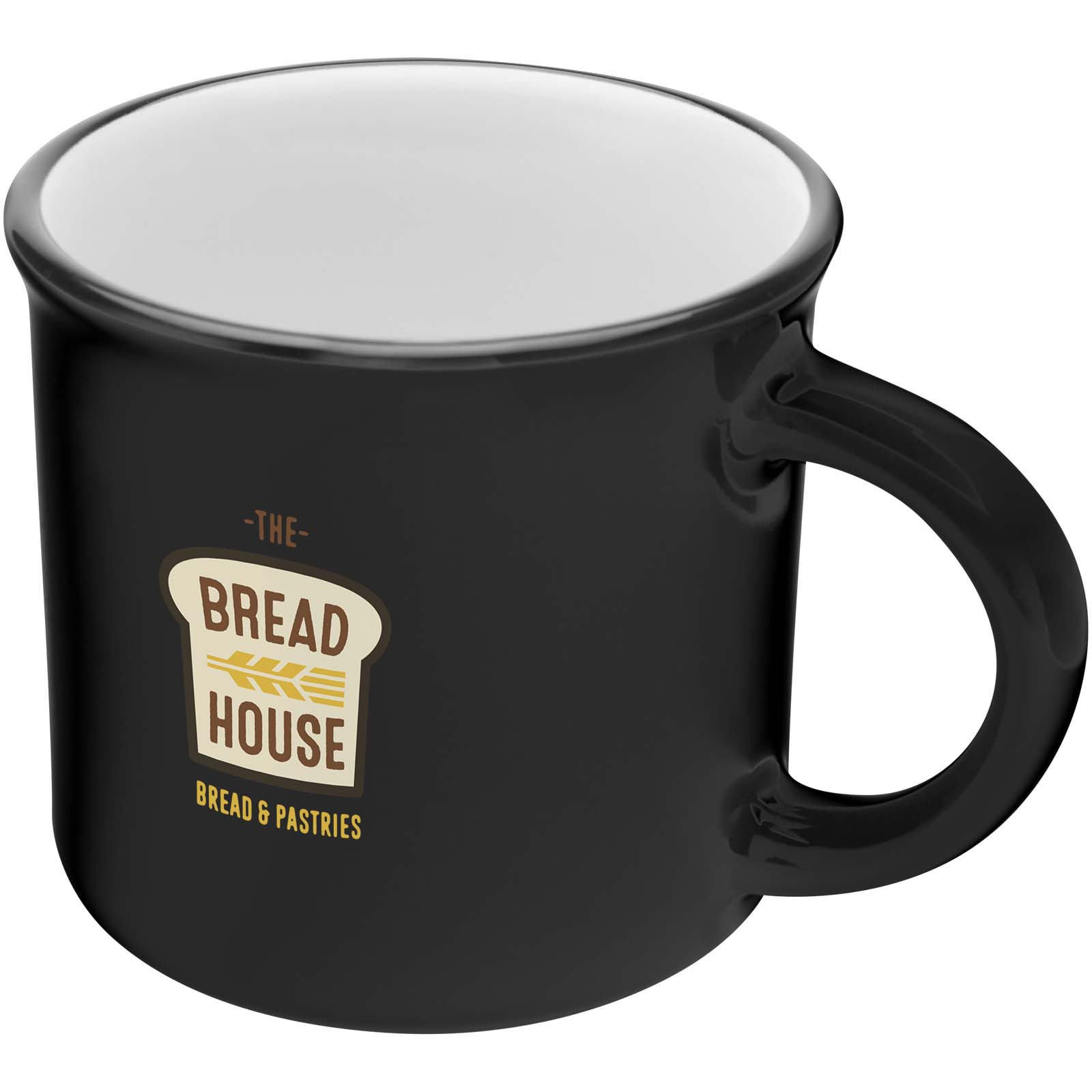 Bari Keramiktasse 240 ml mit glänzender Oberfläche - schwarz - Logo 1