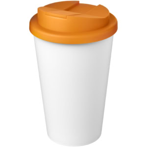 Americano® Eco 350 ml recycelter Becher mit auslaufsicherem Deckel – orange / weiss