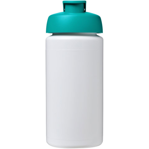 Baseline® Plus grip 500 ml Sportflasche mit Klappdeckel - weiss - Vorderseite