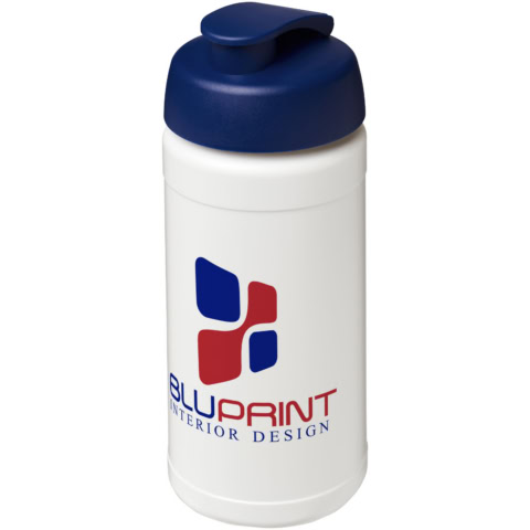 Baseline® Plus 500 ml Sportflasche mit Klappdeckel - weiss - Logo 1