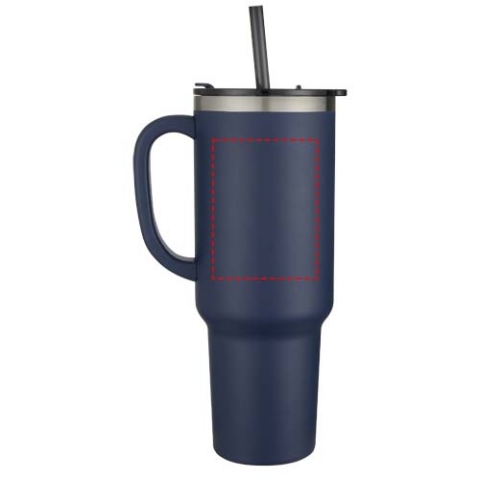 Sydney 1200 ml doppelwandiger RCS-zertifizierter Kupfer-Vakuum Isolierbecher mit Strohhalm - navy – Bild 12