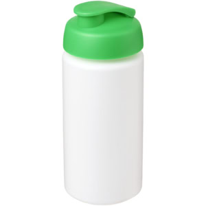 Baseline® Plus grip 500 ml Sportflasche mit Klappdeckel – weiss / grün