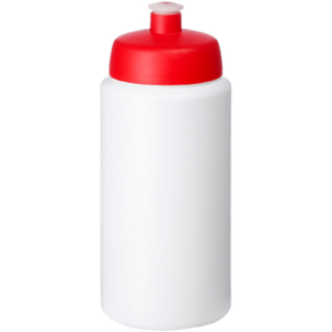 Baseline® Plus grip 500 ml Sportflasche mit Sportdeckel – weiss / rot