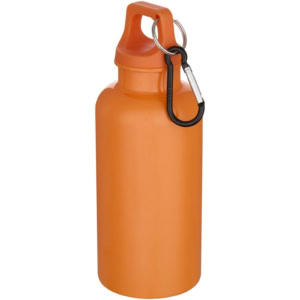 Oregon 400 ml einfarbige RS-zertifizierte Trinkflasche aus recyceltem Kunststoff mit Karabinerhaken – orange