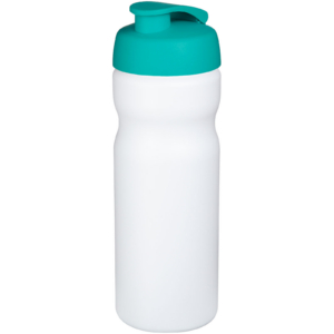 Baseline® Plus 650 ml Sportflasche mit Klappdeckel – weiss / aquablau