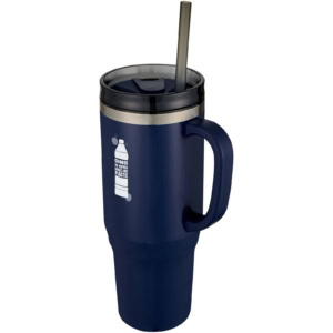 Melbourne 1200 ml RCS-zertifizierter Isolierbecher mit Strohhalm - navy - Logo 1