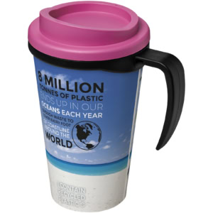 Brite-Ameriano® Grande 350 ml Isolierbecher – schwarz / rosa