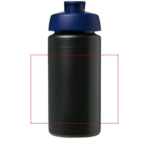 Baseline® Plus grip 500 ml Sportflasche mit Klappdeckel - schwarz / blau – Bild 4