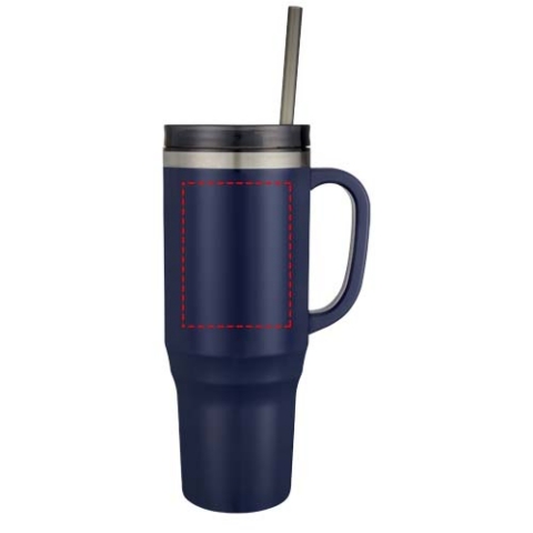 Melbourne 1200 ml RCS-zertifizierter Isolierbecher mit Strohhalm - navy – Bild 5