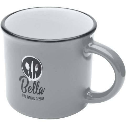 Bari Keramiktasse 240 ml mit glänzender Oberfläche - grau - Logo 1