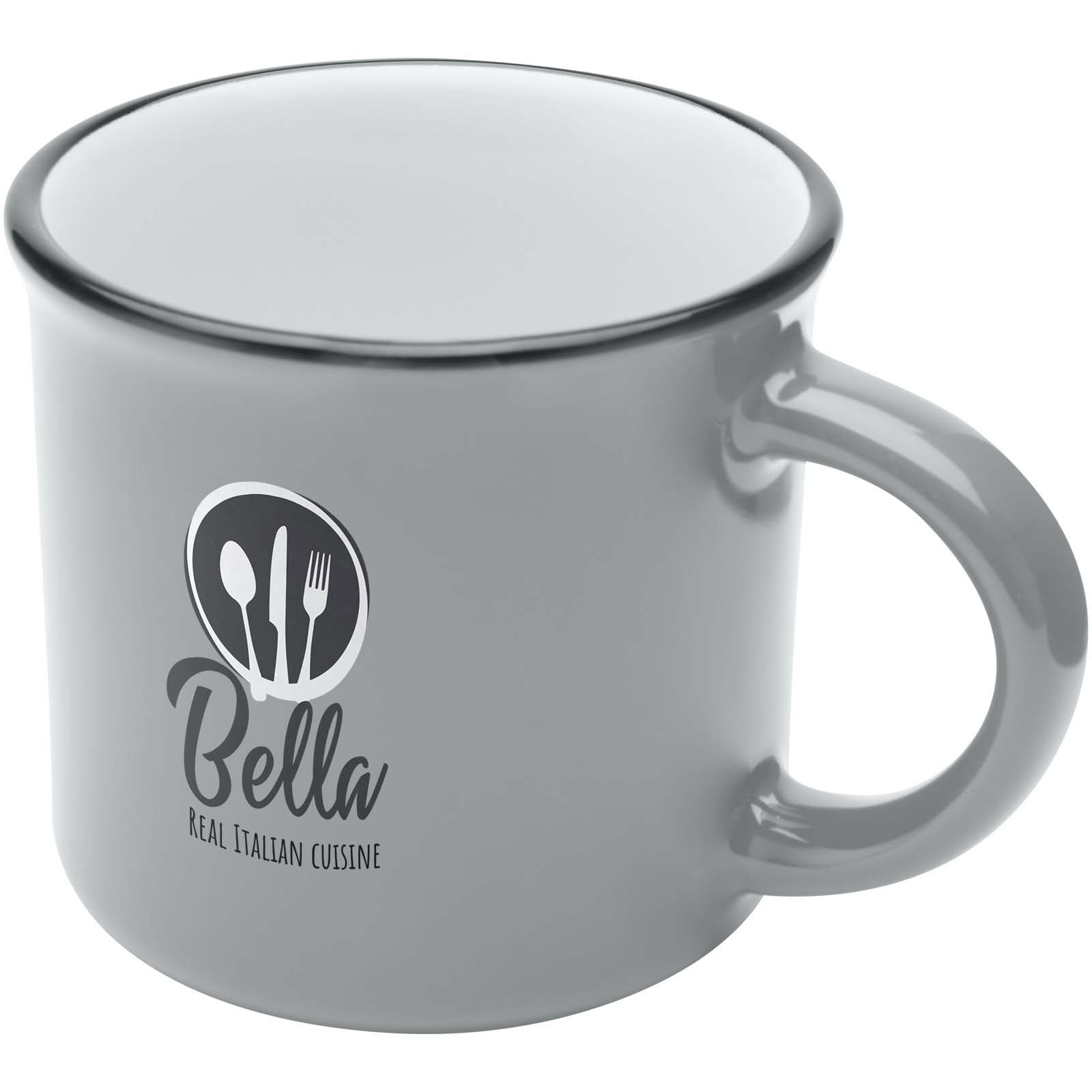Bari Keramiktasse 240 ml mit glänzender Oberfläche - grau - Logo 1