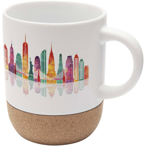 Bari 300 ml Sublimation Keramiktasse mit Korkdetails - weiss - Logo 1