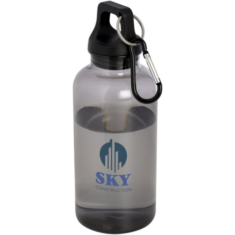 Oregon 400 ml RCS-zertifizierte Trinkflasche aus recyceltem Kunststoff mit Karabiner - schwarz - Logo 1