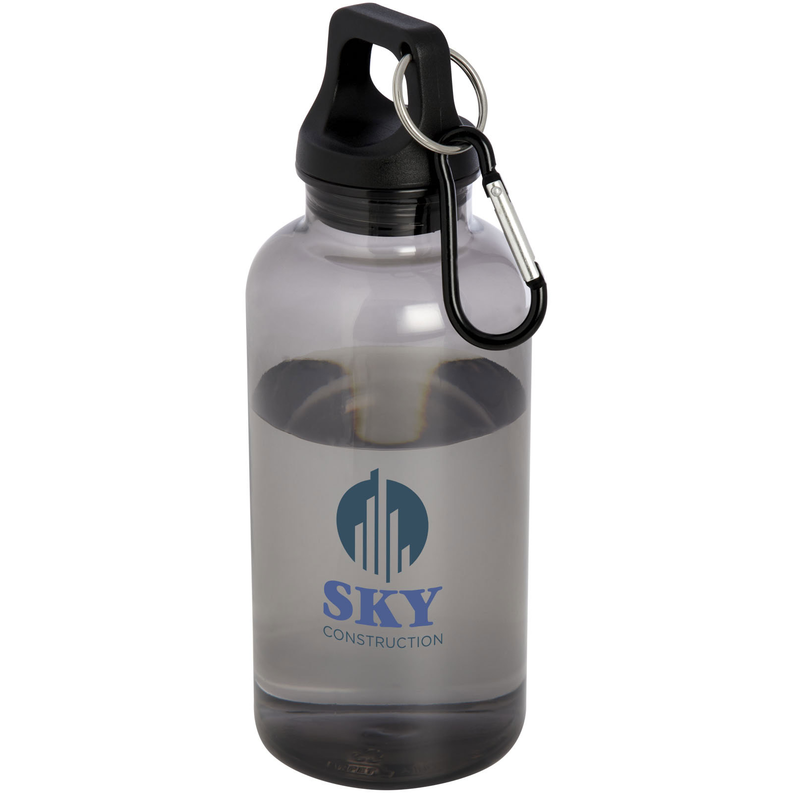 Oregon 400 ml RCS-zertifizierte Trinkflasche aus recyceltem Kunststoff mit Karabiner - schwarz - Logo 1