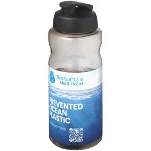 H2O Active® Eco Big Base 1L Sportflasche mit Klappdeckel - kohle - Logo 1