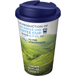 Brite-Americano® 350 ml Isolierbecher mit auslaufsicherem Schraubverschluss – weiss / blau
