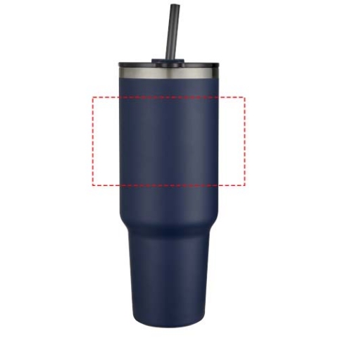 Sydney 1200 ml doppelwandiger RCS-zertifizierter Kupfer-Vakuum Isolierbecher mit Strohhalm - navy – Bild 9