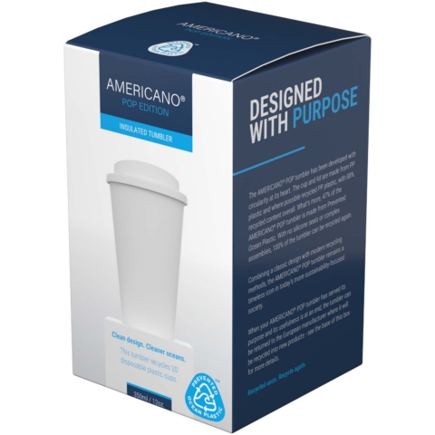 Brite-Americano® POP 350 ml isolierter Trinkbecher mit auslaufsicherem Deckel - weiss - Package
