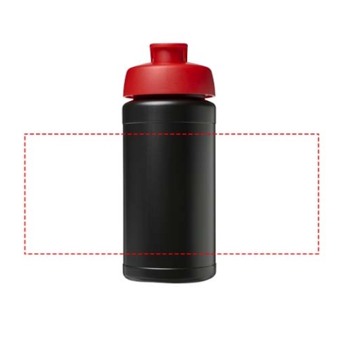 Baseline® Plus 500 ml Sportflasche mit Klappdeckel - schwarz / rot – Bild 5