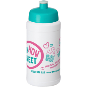 Baseline® Plus 500 ml Flasche mit Sportdeckel - weiss - Logo 1