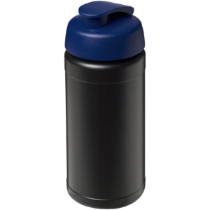 Baseline® Plus 500 ml Sportflasche mit Klappdeckel – schwarz / blau