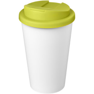 Americano® Eco 350 ml recycelter Becher mit auslaufsicherem Deckel – limone / weiss