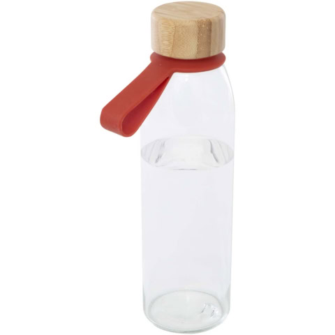 Porto 500 ml Glas-Flasche mit Silikongriff und Bambusdeckel - ziegelstein - Hauptfoto