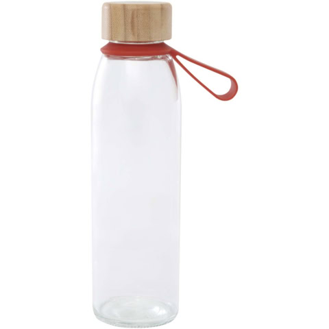 Porto 500 ml Glas-Flasche mit Silikongriff und Bambusdeckel - ziegelstein - Vorderseite