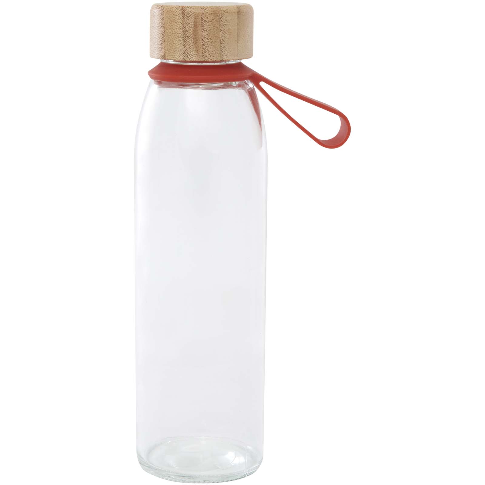Porto 500 ml Glas-Flasche mit Silikongriff und Bambusdeckel - ziegelstein - Vorderseite