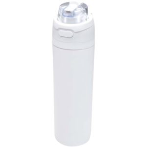 Theron 800 ml RCS Trinkflasche aus recyceltem, einwandigem Edelstahl mit Multifunktionsdeckel und Klappstrohhalm – weiss