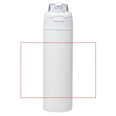 Theron 800 ml RCS Trinkflasche aus recyceltem, einwandigem Edelstahl mit Multifunktionsdeckel und Klappstrohhalm - weiss – Bild 11