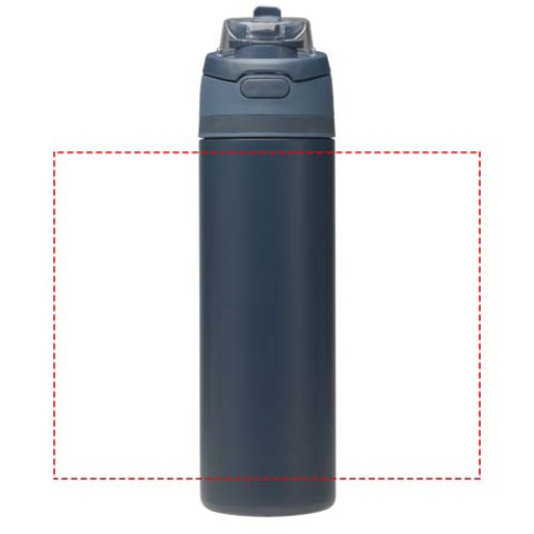 Theron 800 ml RCS Trinkflasche aus recyceltem, einwandigem Edelstahl mit Multifunktionsdeckel und Klappstrohhalm - navy – Bild 14