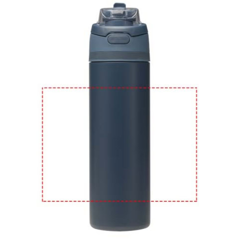 Theron 800 ml RCS Trinkflasche aus recyceltem, einwandigem Edelstahl mit Multifunktionsdeckel und Klappstrohhalm - navy – Bild 11