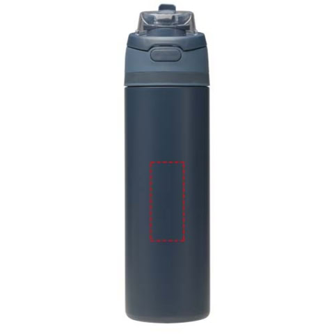 Theron 800 ml RCS Trinkflasche aus recyceltem, einwandigem Edelstahl mit Multifunktionsdeckel und Klappstrohhalm - navy – Bild 13
