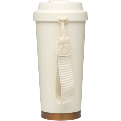 Hampton 480 ml RCS vakuumisolierter One-Touch Becher aus recyceltem Edelstahl - creme - Rückseite