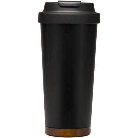 Hampton 480 ml RCS vakuumisolierter One-Touch Becher aus recyceltem Edelstahl - schwarz - Vorderseite