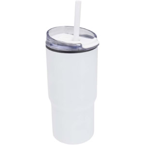 Westin 540 ml RCS Becher aus recyceltem Material, doppelwandig isoliert, mit Trinkhalm – weiss