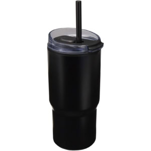 Westin 540 ml RCS Becher aus recyceltem Material, doppelwandig isoliert, mit Trinkhalm – schwarz