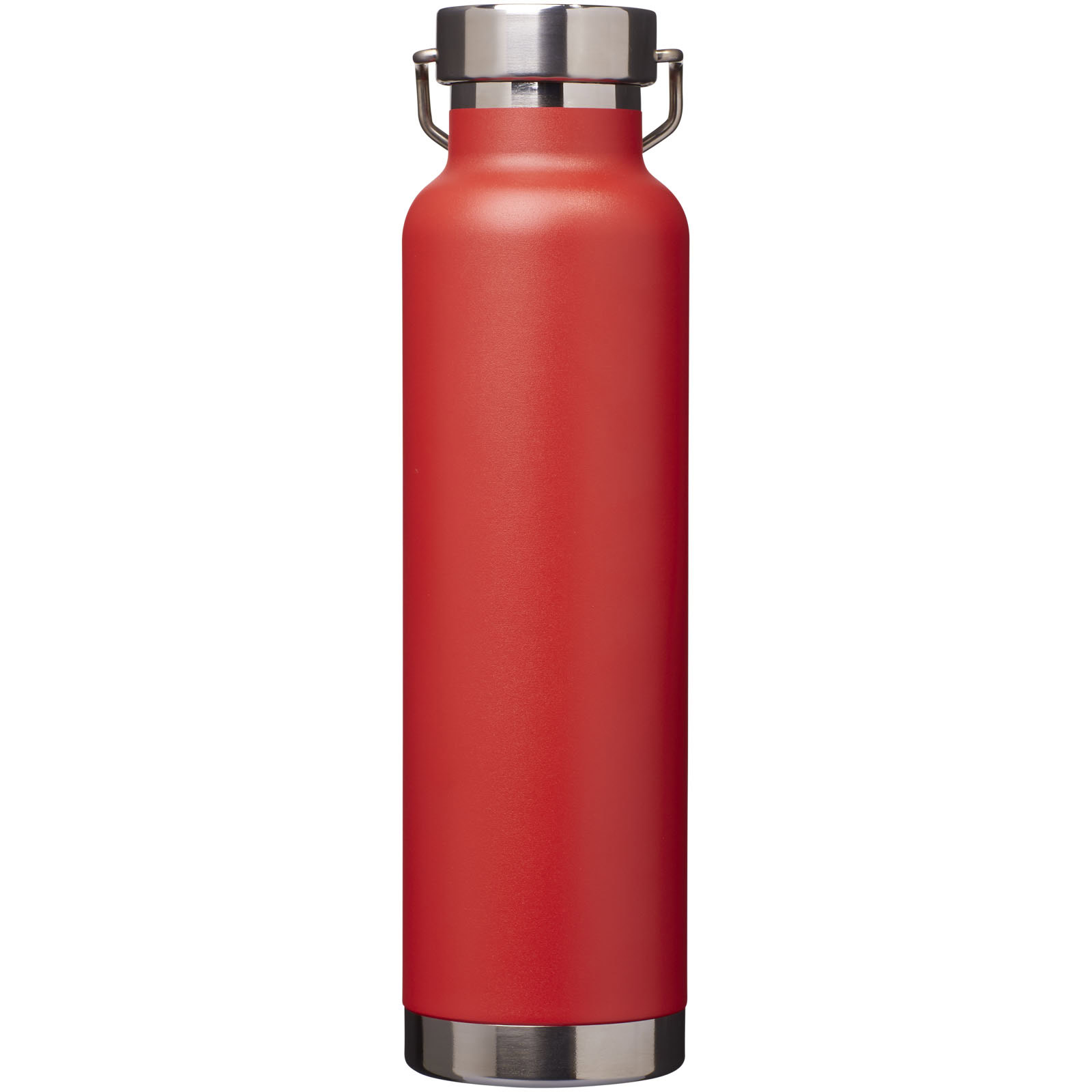 Rote Isolierflasche mit Edelstahlverschluss, 650 ml Kapazität.