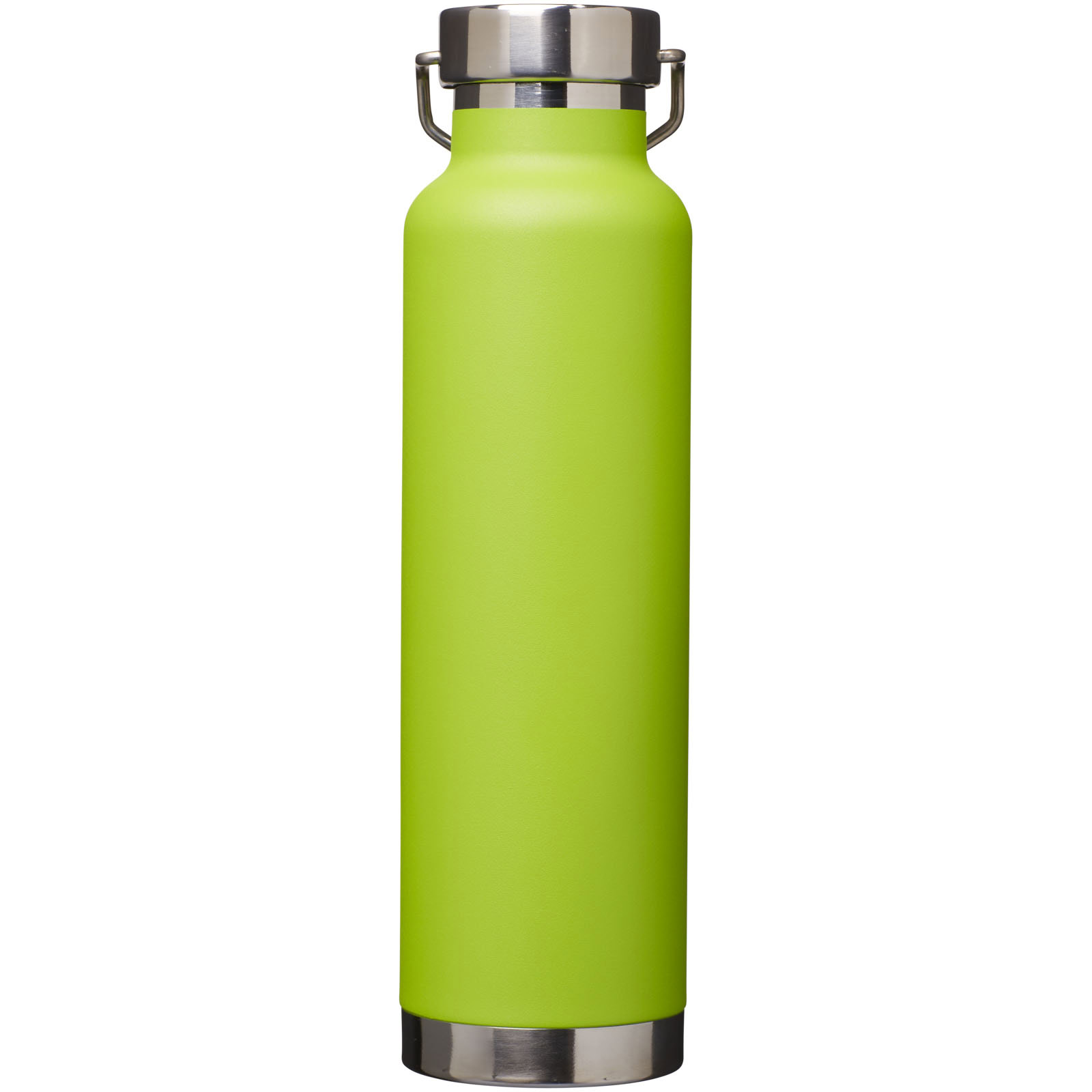 Grüne Isoliersportflasche mit Edelstahlverschluss, 650 ml Kapazität.