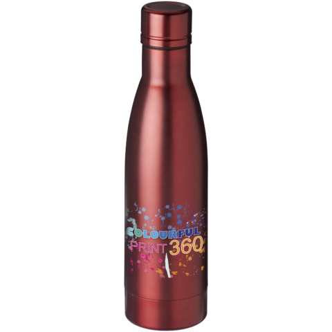 Kupferfarbene Vasa Trinkflasche mit Logo-Design.