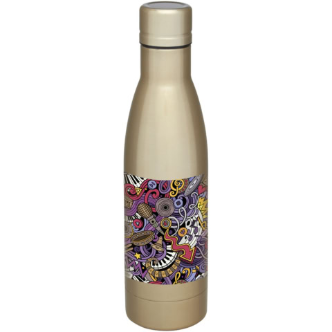 Kupfer-Vakuumflasche mit buntem, künstlerischem Design.