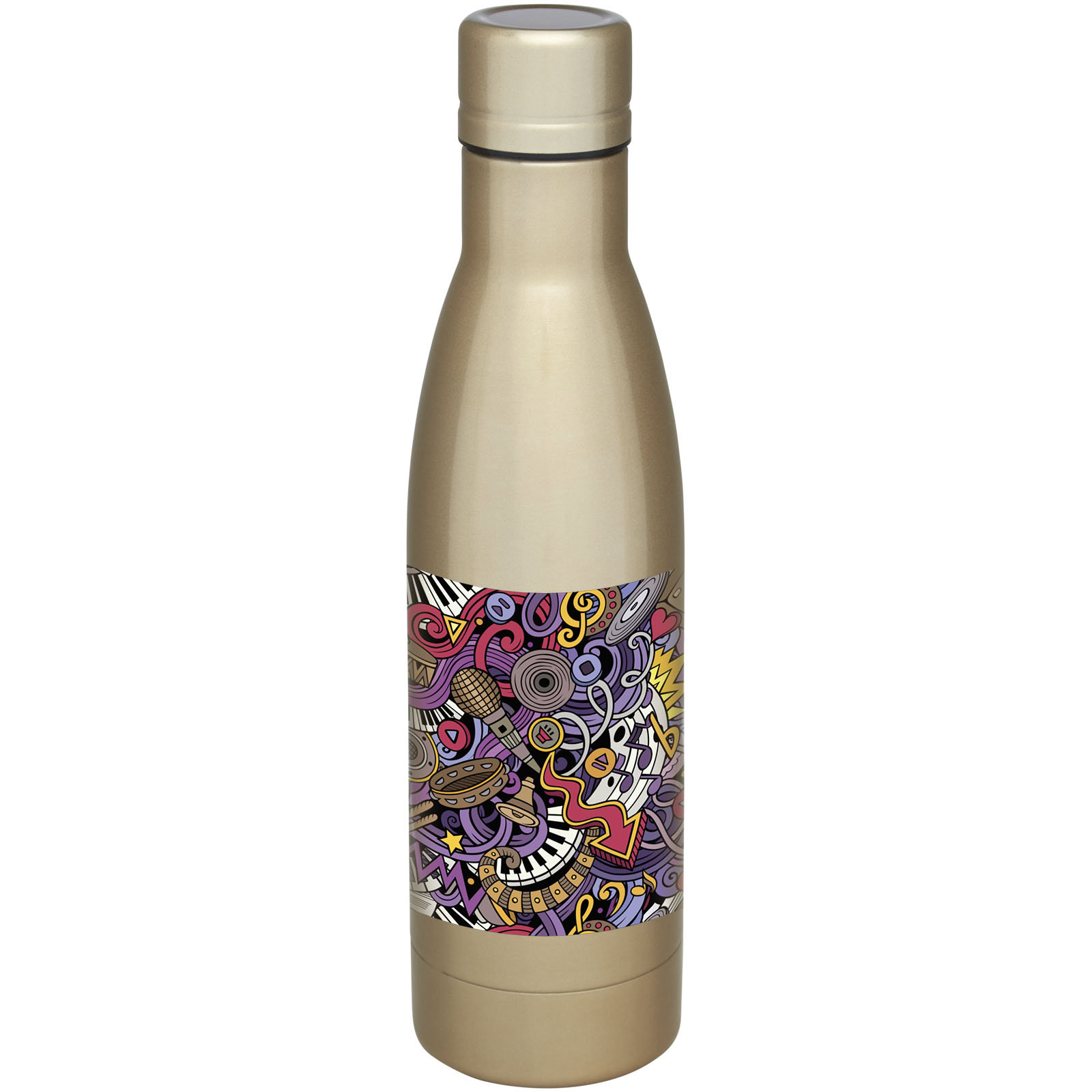 Kupfer-Vakuumflasche mit buntem, künstlerischem Design.