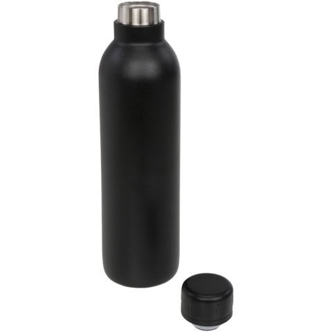 Schwarze Edelstahl-Vakuumflasche mit Schraubverschluss, 510 ml.