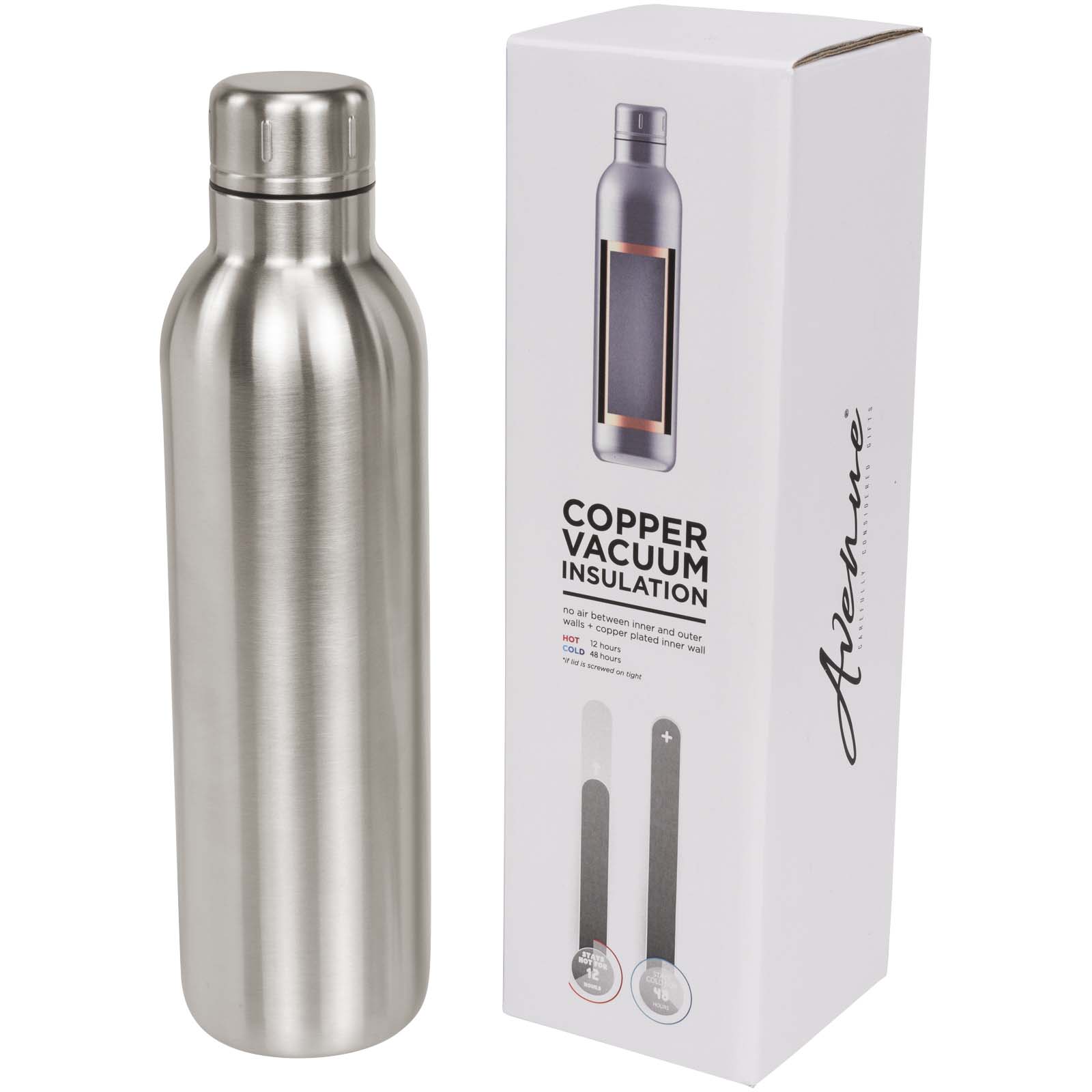 Hochwertige Edelstahl-Isolierflasche mit Kupfer-Vakuumtechnik.