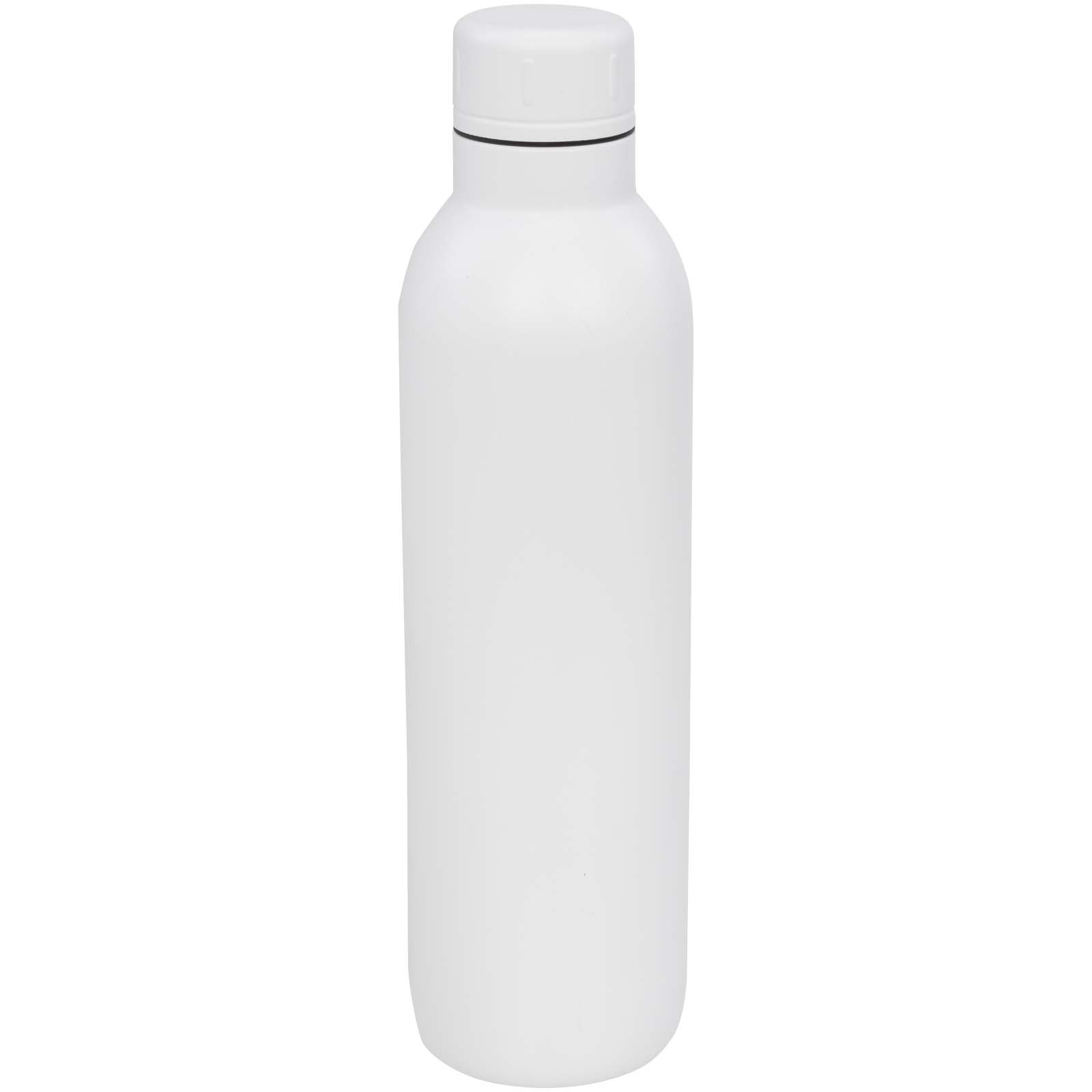 Weiße Edelstahl-Trinkflasche mit Schraubverschluss, isolierend.