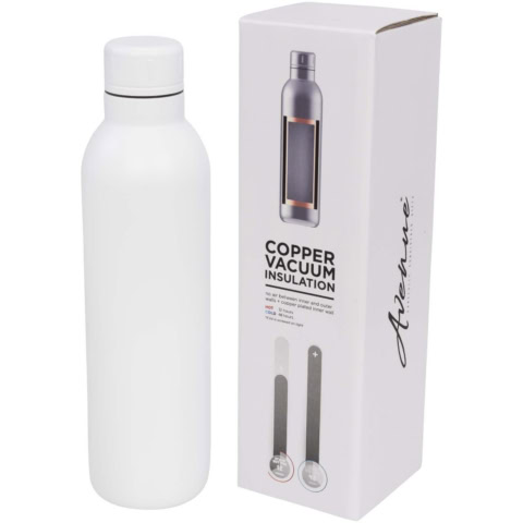 Weiße Kupfer-Vakuum Isolierflasche mit Verpackung.