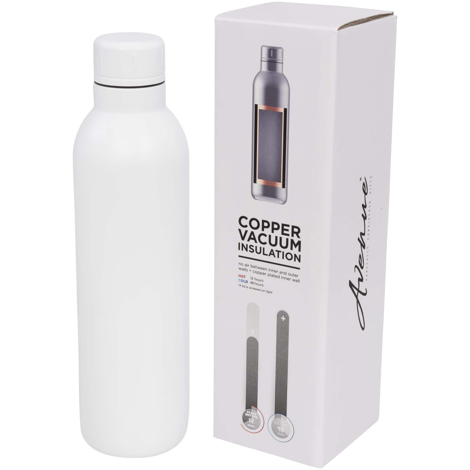 Weiße Kupfer-Vakuum Isolierflasche mit Verpackung.