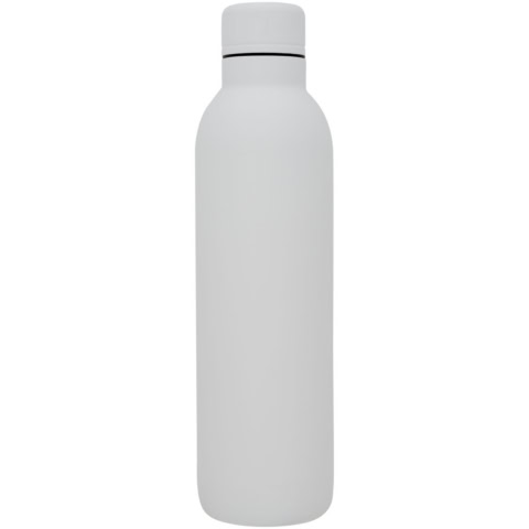 Weiße Edelstahl-Trinkflasche mit Schraubverschluss, isolierend.